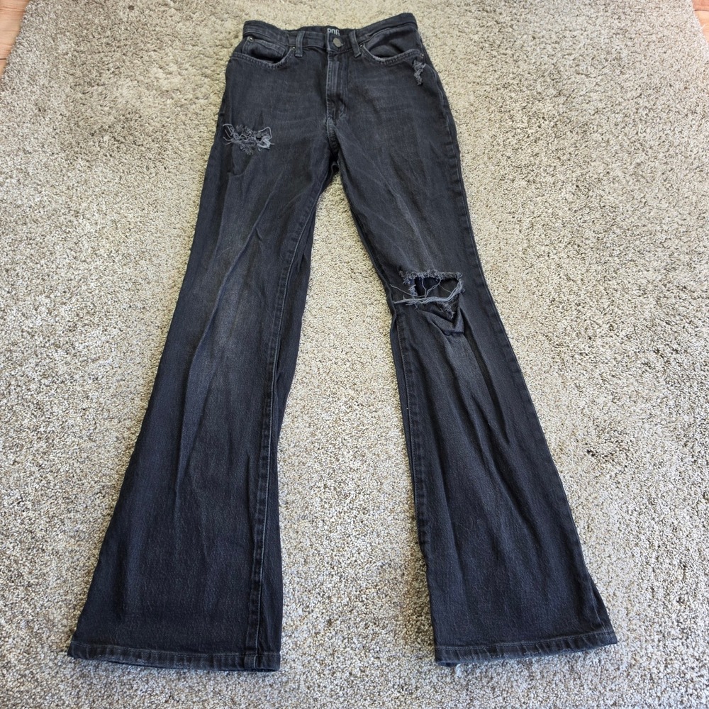 BDG High Rise Flare Jeans Womens 27 Black Distressed Ripped Stretch OB1311238